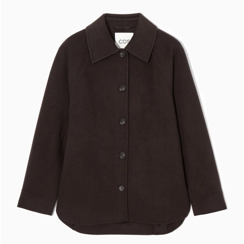 COS double-faced wool jacket, size L, chocolate brown, NWT